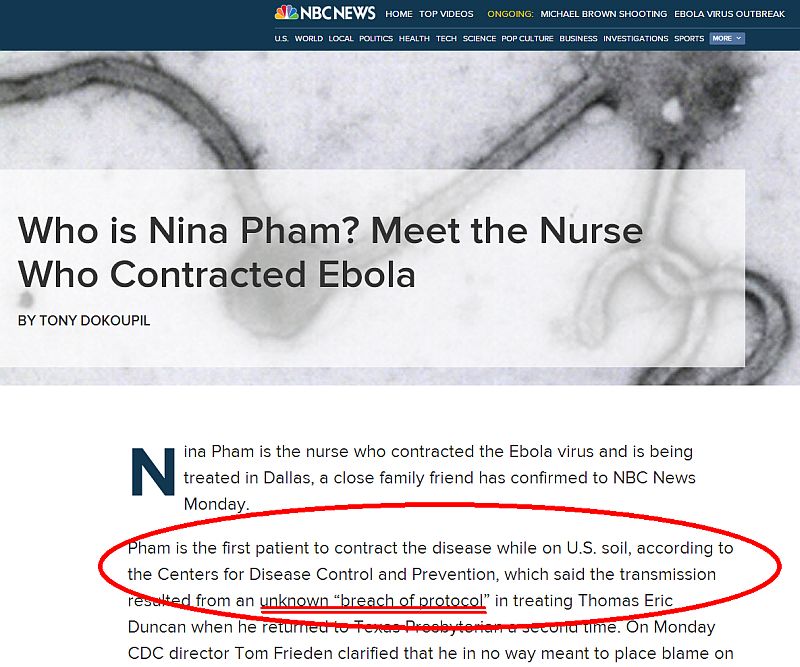 nbc news article about dallas nurse not following ebola protection protocols