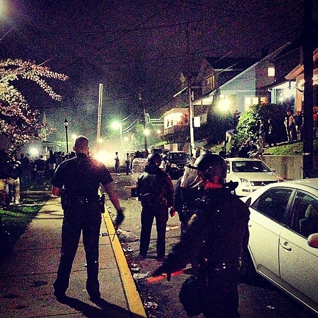 instagram photo of riot police at morgantown west virginia