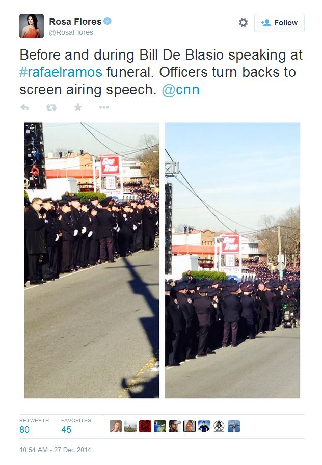 nypd cops turn backs on deblasio during rafael ramos funeral
