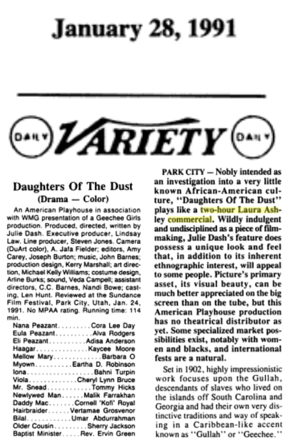 daughters of the dust review variety laura ashley commercial