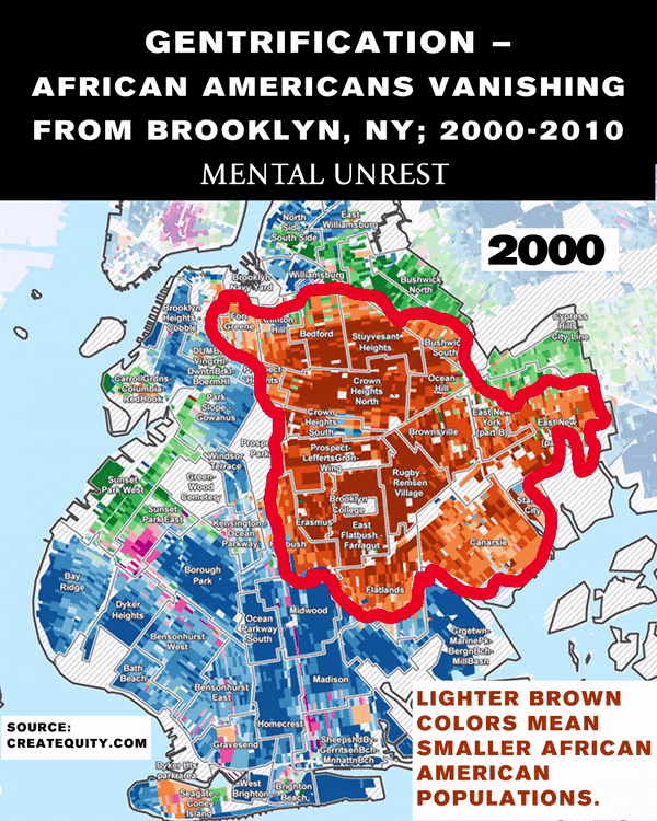 gif of gentrification in new york city's borough of brooklyn, where the african american population is disappearing.