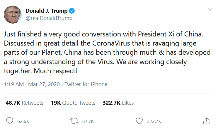 image of trump and large coronavirus