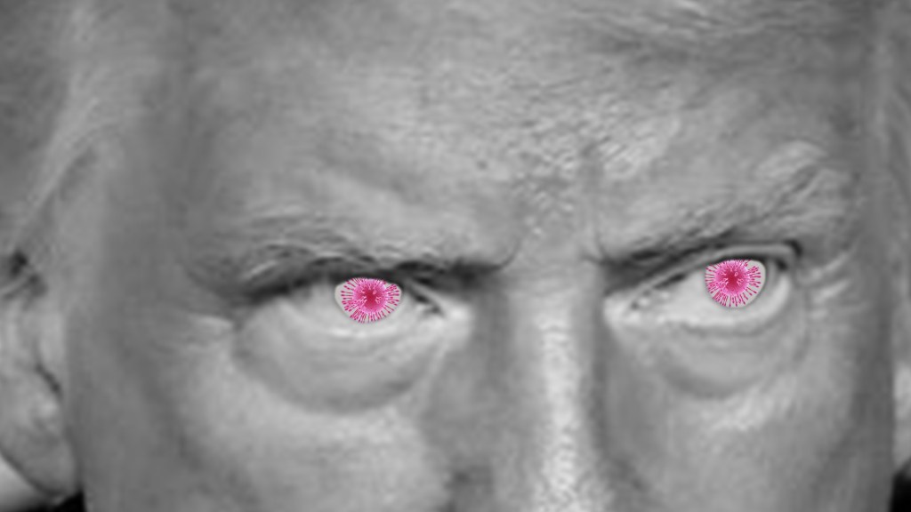 composite graphic that represents president donald trump infected by the coronavirus