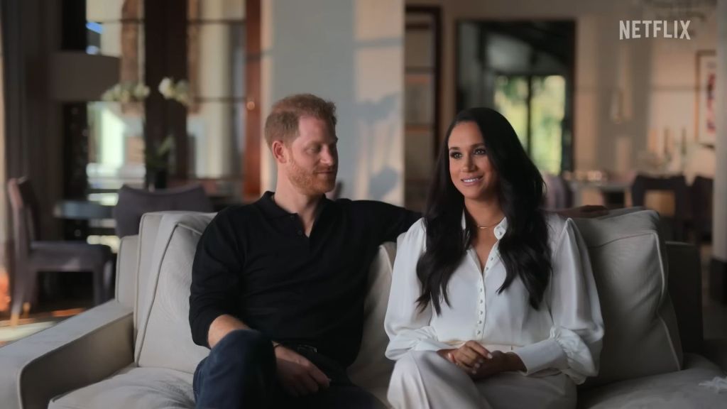 prince harry and meghan markle in the netflix documentary series harry and meghan