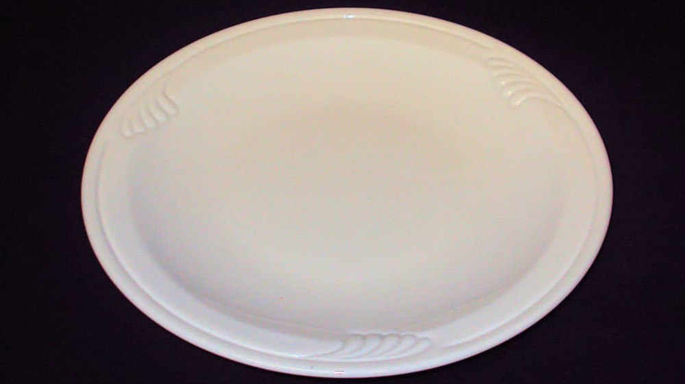 empty white plate with dark background